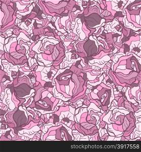 Roses Pattern. Hand drawn Seamless flowers background, vintage style