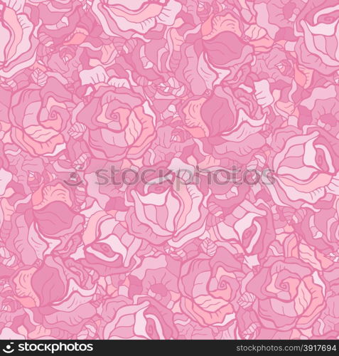 Roses Pattern. Hand drawn Seamless flowers background, vintage style