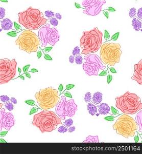 Roses seamless pattern. vector illustration for background greeting card and wedding invitations. Happy Valentine&rsquo;s day.