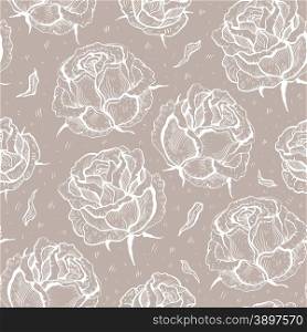 Roses. Seamless vector pattern.. Roses. Beautiful flowers background.Hand Drawn Seamless vector pattern.
