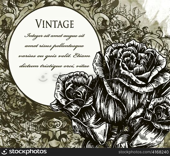 roses with vintage background vector illustration