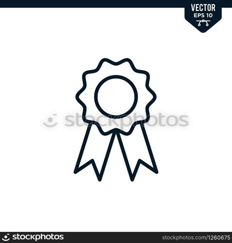 Rosette icon collection in outlined or line art style, editable stroke vector