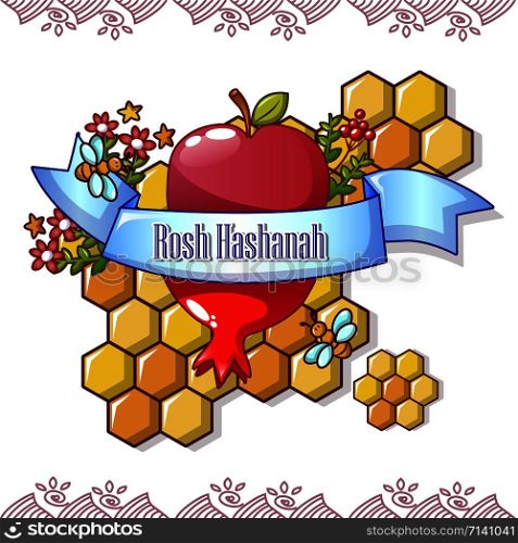 Rosh hashanah concept background. Cartoon illustration of rosh hashanah vector concept background for web design. Rosh hashanah concept background, cartoon style