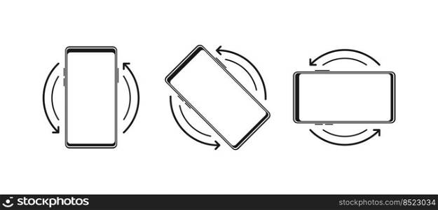 Rotate Mobile phone. Turn your device. Device rotation symbol. Vector illustration. Rotate Mobile phone. Turn your device. Device rotation symbol. Vector illustration.