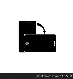 Rotate smartphone icon in black or device rotation symbol on isolated white background. EPS 10 vector. Rotate smartphone icon in black or device rotation symbol on isolated white background. EPS 10 vector.