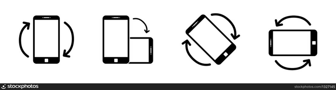 Rotate smartphone icon isolated. Mobile screen rotation. Horisontal or vertical rotation icons. EPS 10