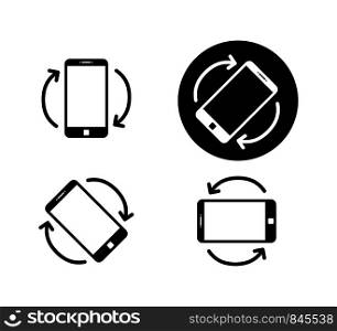 Rotate smartphone icon isolated. Mobile screen rotation. Horisontal or vertical rotation icons. EPS 10. Rotate smartphone icon isolated. Mobile screen rotation. Horisontal or vertical rotation icons.