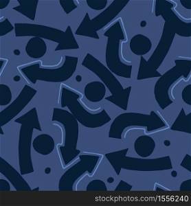 Rotation arrows geometric pattern on navy blue background. Abstract elements wallpaper. Simple wallpaper. Designs for wrapping paper, textile, fabric. Vector illustration.. Rotation arrows geometric pattern on navy blue background. Abstract elements wallpaper. Simple wallpaper.