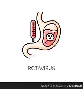 Rotavirus RGB color icon. Bacterial gastroenteritis, infectious gastroenterological virus. Dangerous stomach infection, abdominal pain. Indigestion, poisoning. Isolated vector illustration