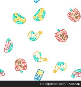 rotten food waste vector seamless pattern thin line illustration. rotten food waste seamless pattern vector