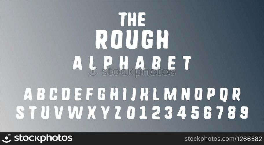 Rough alphabet template. Letters and numbers rustic design. Vector illustration.. Rough alphabet template. Letters and numbers rustic design. Vector illustration