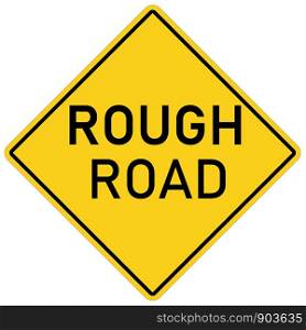 rough road warning sign on white background. flat style. danger roadsign in yellow diamond. rough road symbol.