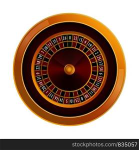 Roulette casino mockup. Realistic illustration of roulette casino vector mockup for web design isolated on white background. Roulette casino mockup, realistic style
