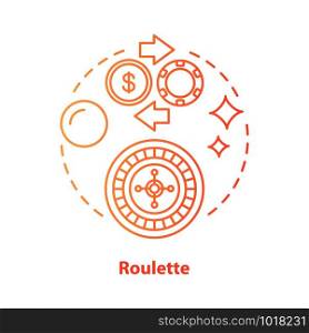 Roulette concept icon. Online gambling idea thin line illustration. Casino, game of chance. Betting, fortune wheel. Vegas entertainment. Vector isolated outline drawing