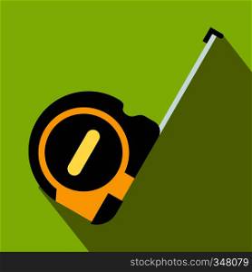 Roulette construction icon in flat style on a green background. Roulette construction icon, flat style