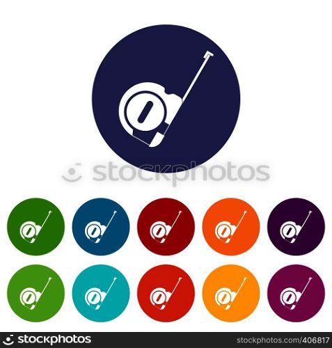 Roulette construction set icons in different colors isolated on white background. Roulette construction set icons