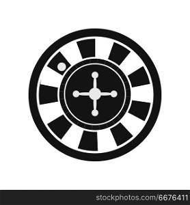 Roulette Vector Illustration. Roulette vector in monochrome, black. Classic casino play-roulette with ball. Illustration for gambling industry, sport lottery services, icons, web pages, logo design. Isolated on white background.