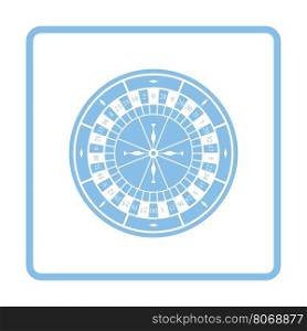 Roulette wheel icon. Blue frame design. Vector illustration.