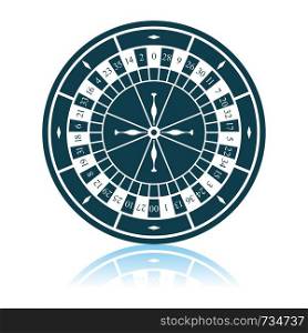 Roulette Wheel Icon. Shadow Reflection Design. Vector Illustration.