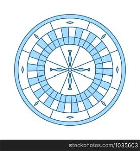 Roulette Wheel Icon. Thin Line With Blue Fill Design. Vector Illustration.