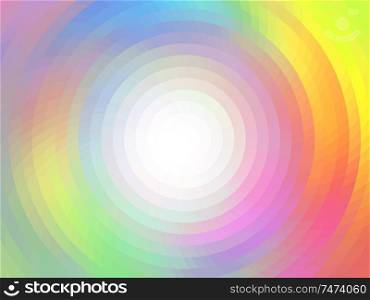 Round abstract composition. Vector background with mosaic tiles, visual illusion of gradient effect, but vector without gradient. Empty space for text. Round frame. vector vortex effect