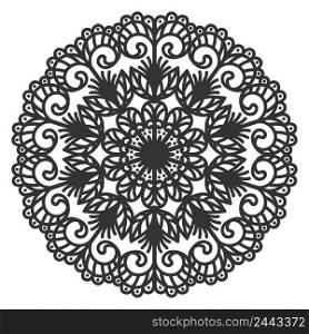 Round abstraction in the form of a mandala. Circular oriental ornament in ethnic style. Coloring page. Circular pattern for mehndi, tattoo, logo. Vector illustration.. Round abstraction in the form of a mandala.