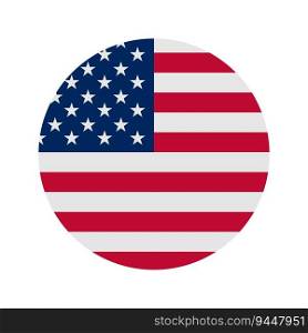 Round American flag vector illustration. Vector button flag USA