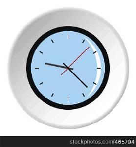 Round analog clock face icon in flat circle isolated on white vector illustration for web. Round analog clock face icon circle