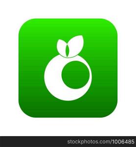 Round apple with leaves icon digital green for any design isolated on white vector illustration. Round apple with leaves icon digital green
