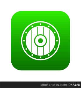 Round army shield icon digital green for any design isolated on white vector illustration. Round army shield icon digital green