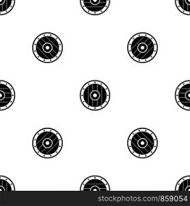 Round army shield pattern repeat seamless in black color for any design. Vector geometric illustration. Round army shield pattern seamless black