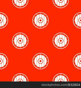 Round army shield pattern repeat seamless in orange color for any design. Vector geometric illustration. Round army shield pattern seamless