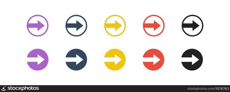Round arrow set colored vector icon. Logo pointer. Abstract illustration on white background for web.