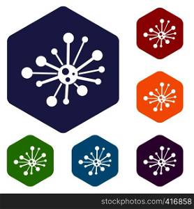 Round bacteria icons set rhombus in different colors isolated on white background. Round bacteria icons set