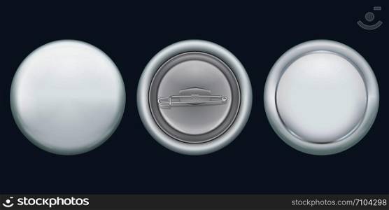 Round badge mockup. Realistic illustration of round badge vector mockup for web design. Round badge mockup, realistic style