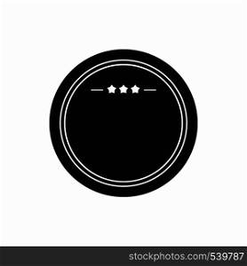 Round badge with three stars icon in simple style on a white background. Round badge with three stars icon, simple style