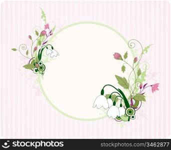 round banner with floral ornament and grunge elements