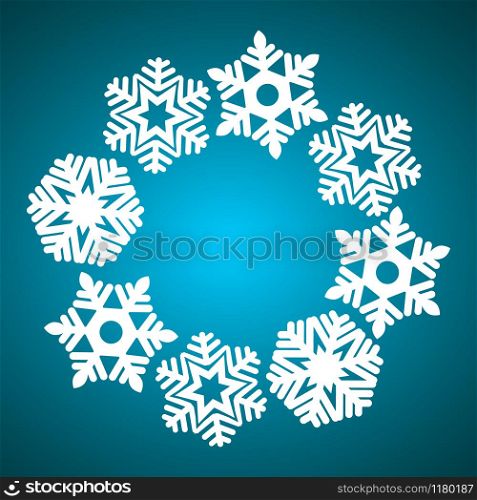 Round banner with snowflakes.. Decoration for christmas and new year design. Round banner with snowflakes.. Decoration for christmas