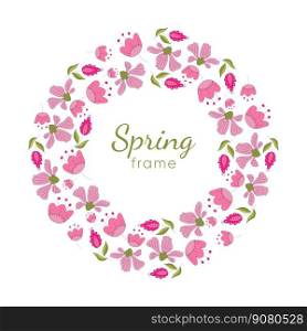 Round banner with Spring flowers. Vector frame. Round banner with Spring flowers.