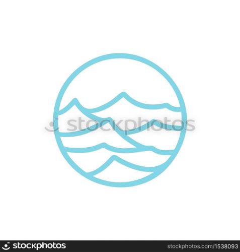 Round bio emblem in a circle linear style. blue water wave logo. Vector abstract badge for design of natural products, flower shop, cosmetics, ecology concepts, health, spa.. Round bio emblem in a circle linear style. blue water wave logo. Vector abstract badge for design of natural products, flower shop, cosmetics, ecology concepts, health, spa