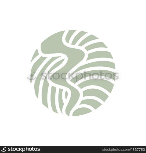 Round bio emblem in a circle linear style. Vector abstract road logo. Badge for design of travel products, tourism concept. Illustration icon.. Round bio emblem in a circle linear style. Vector abstract road logo. Badge for design of travel products, tourism concept. Illustration icon