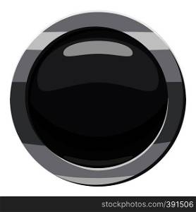 Round black button icon. Cartoon illustration of round black button vector icon for web. Round black button icon, cartoon style