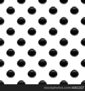 Round black button pattern seamless repeat in cartoon style vector illustration. Round black button pattern