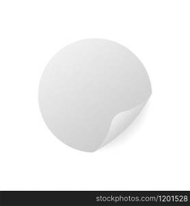 Round blank white paper sticker with peeled off corner, vector mock-up. Round blank white paper sticker with peeled off corner, vector mock-up.