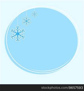Round blue background with paper snowflakes garland. Christmas holiday banner decoration element. Simple flat vector isolated on blue background