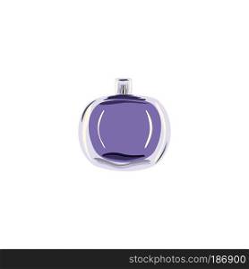 Round Bottle with violet liquid. vial for perfume, medicine, cosmetics, alcohol, drinks. Vector illustration. flacon. Round Bottle with violet liquid. vial for perfume, medicine, cosmetics, alcohol, drinks. flacon
