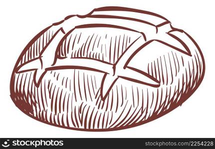 Round bread sketch. Boule engraving. Bakery symbol isolated on white background. Round bread sketch. Boule engraving. Bakery symbol