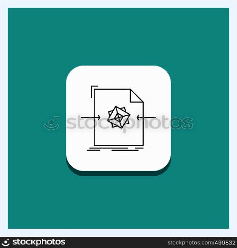 Round Button for 3d, document, file, object, processing Line icon Turquoise Background. Vector EPS10 Abstract Template background