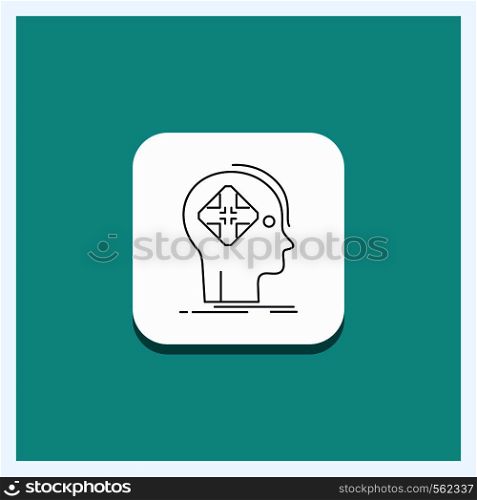 Round Button for Advanced, cyber, future, human, mind Line icon Turquoise Background. Vector EPS10 Abstract Template background