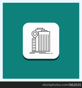 Round Button for bank, banking, building, federal, government Line icon Turquoise Background. Vector EPS10 Abstract Template background